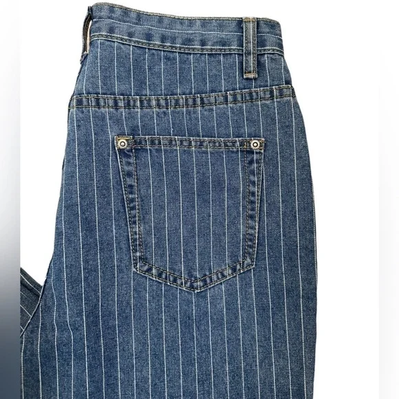 Nasty Gal High Waisted Denim Striped Mom Jeans Size 6 - Picture 14 of 16